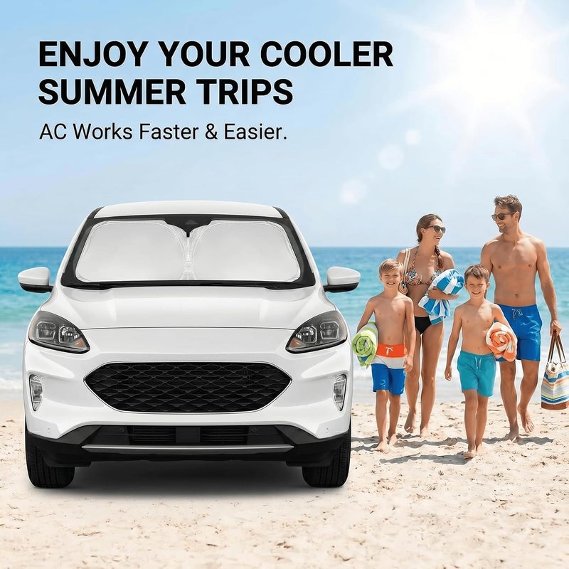 AuyNeas for Ford Escape Windshield Sun Shade 2020-2024 2025 2026-Front Window Shade Custom Fit Escape Accessories Sun Visor Foldable Sunshade Blocks UV Rays Summer Must Have Car Accessories - Image 4