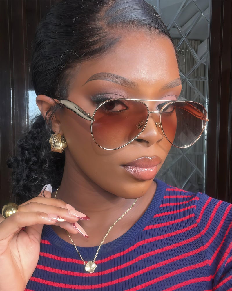 GUVIVI Retro Gold Aviator Sunglasses for Women Men, 2025 Metal Oversized 70s Aviators Black Sun Glasses - Image 2