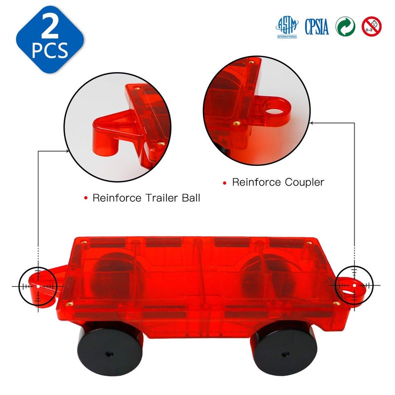 MAGBLOCK 2 Piece Car Set Suitable for Magnetic Blocks Tiles, Magnetic Toy Vehicles and Accessories Therefor Expand and Enrich Your Magnet Tiles STEM Educational Toys - Image 3