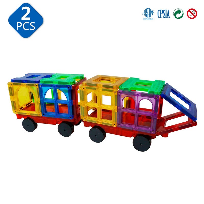 MAGBLOCK 2 Piece Car Set Suitable for Magnetic Blocks Tiles, Magnetic Toy Vehicles and Accessories Therefor Expand and Enrich Your Magnet Tiles STEM Educational Toys - Image 5