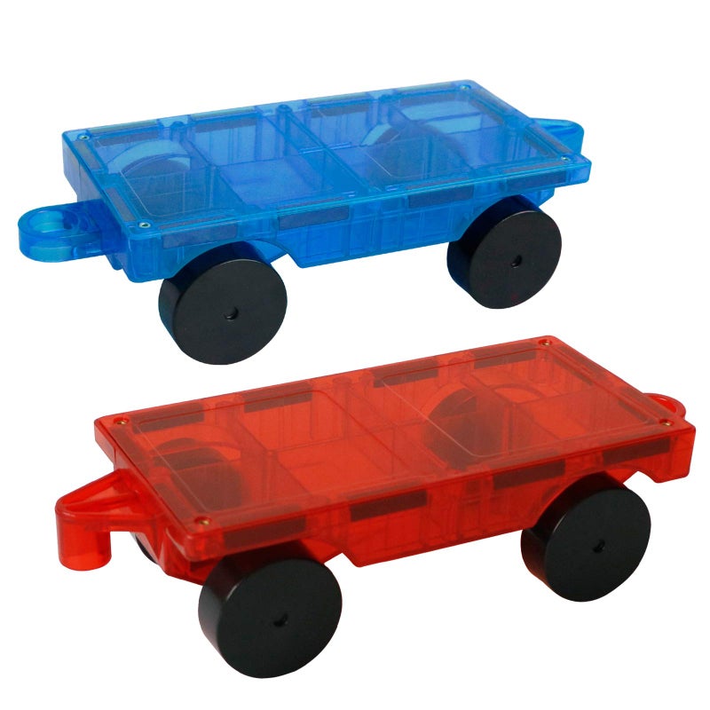 MAGBLOCK 2 Piece Car Set Suitable for Magnetic Blocks Tiles, Magnetic Toy Vehicles and Accessories Therefor Expand and Enrich Your Magnet Tiles STEM Educational Toys - Image 1