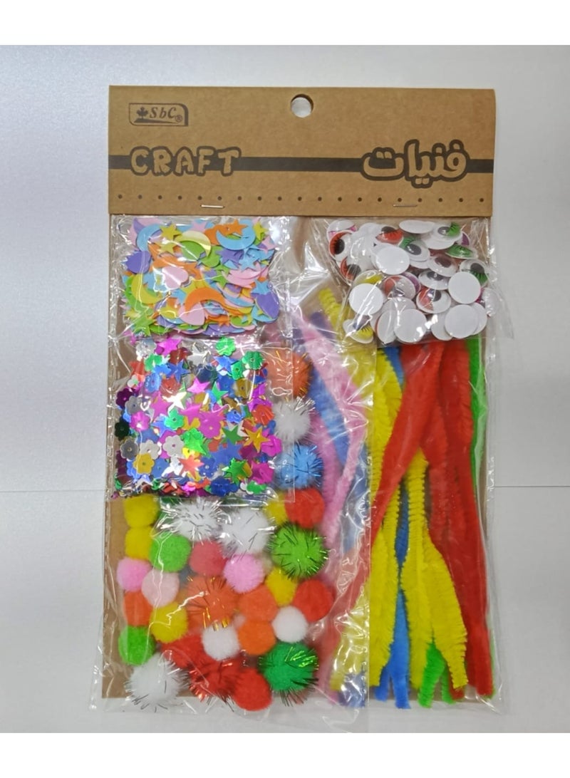 SBC CRAFTS SET PIPER CLEANER +SEQUINS+POM POMS - Image 1