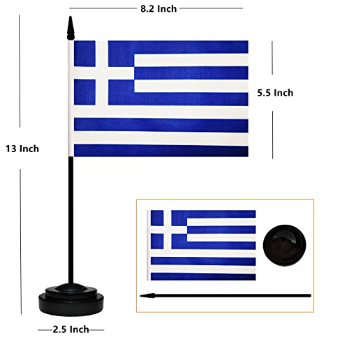BCLin 12 Pack Greece Desk Flags Set Greek Small Mini Table Office Flags with 12 Solid Black Pole 82 x 55 Inches Home and Office Decoration Festival Celebrations - Image 3