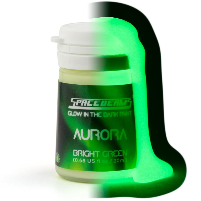 SpaceBeams Aurora Glow in the Dark Paint (0.68 Fl Oz) Bright Green Glow, Non-Toxic, Water Based - Image 1