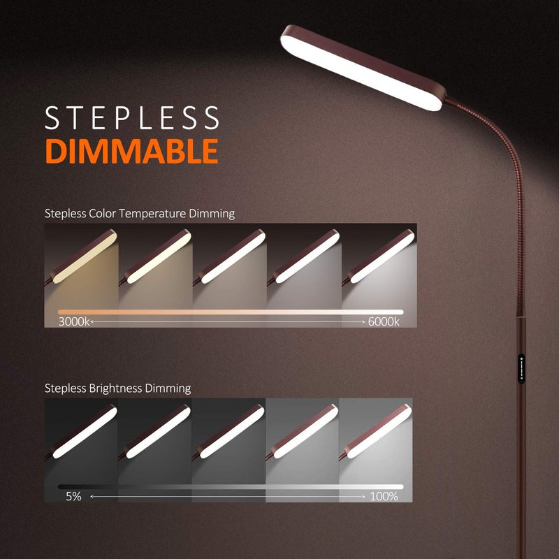 Wio-Mio Floor Lamp, 15w/1000lm Bright LED Floor Lamp with Stepless Adjustable 3000K-6000K Colors and Dimmer, Remote and Touch Control Reading Lamp, Adjustable Gooseneck Floor Lamp for Living Room - Image 4