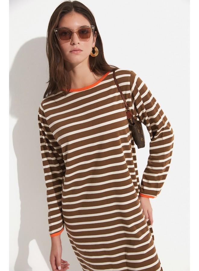 جون فستان محبوك مخطط - Image 2