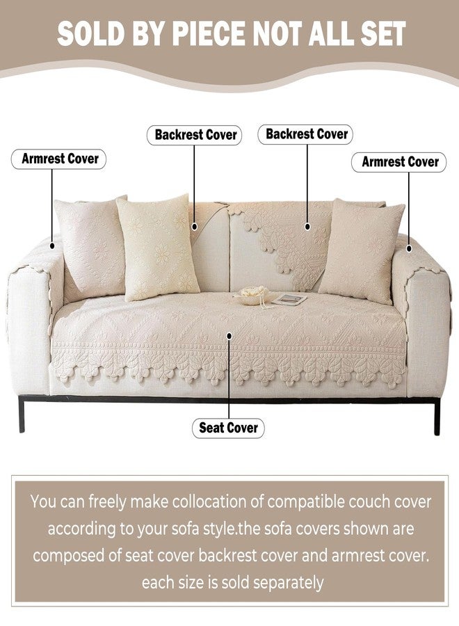 XSlive Cotton Quilted Dog Couch Cover for Sofa Farmhouse Rustic Embroidery Sectional Couch Cover Soft Anti-Slip Sofa Slipcover Furniture Protector for Kids, Pets (Khaki,28"x28") - Image 2