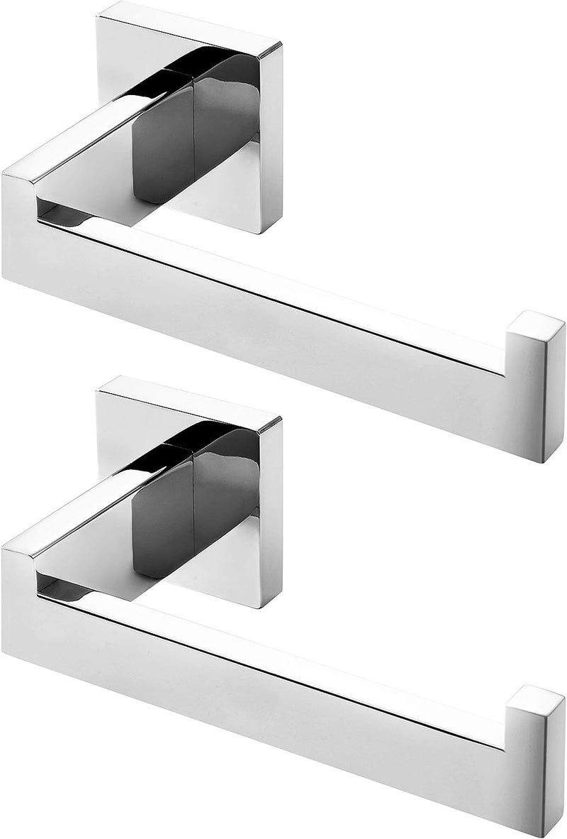 HITSLAM Chrome Toilet Paper Holder Premium 304 Stainless Steel Square Toilet Roll Holder for Bathroom Rustproof WallMounted 2 Pack