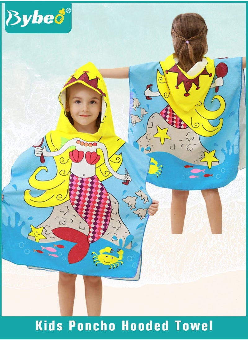 Bybeo Kids Poncho Hooded Towel, Quick Dry Toddler Bath Towels, Beach Swimming Towels, Ultra Soft and Absorbent Children Bathrobe with Hood for Boys Girls Baby  - Image 1