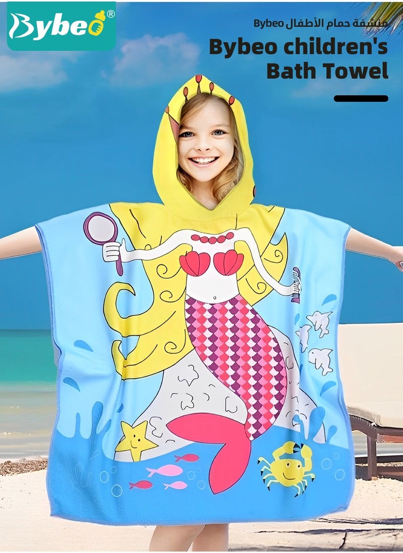 Bybeo Kids Poncho Hooded Towel, Quick Dry Toddler Bath Towels, Beach Swimming Towels, Ultra Soft and Absorbent Children Bathrobe with Hood for Boys Girls Baby  - Image 2