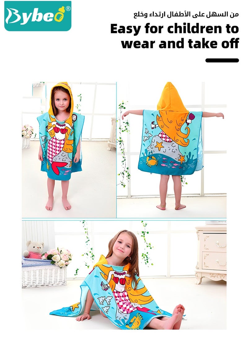 Bybeo Kids Poncho Hooded Towel, Quick Dry Toddler Bath Towels, Beach Swimming Towels, Ultra Soft and Absorbent Children Bathrobe with Hood for Boys Girls Baby  - Image 3