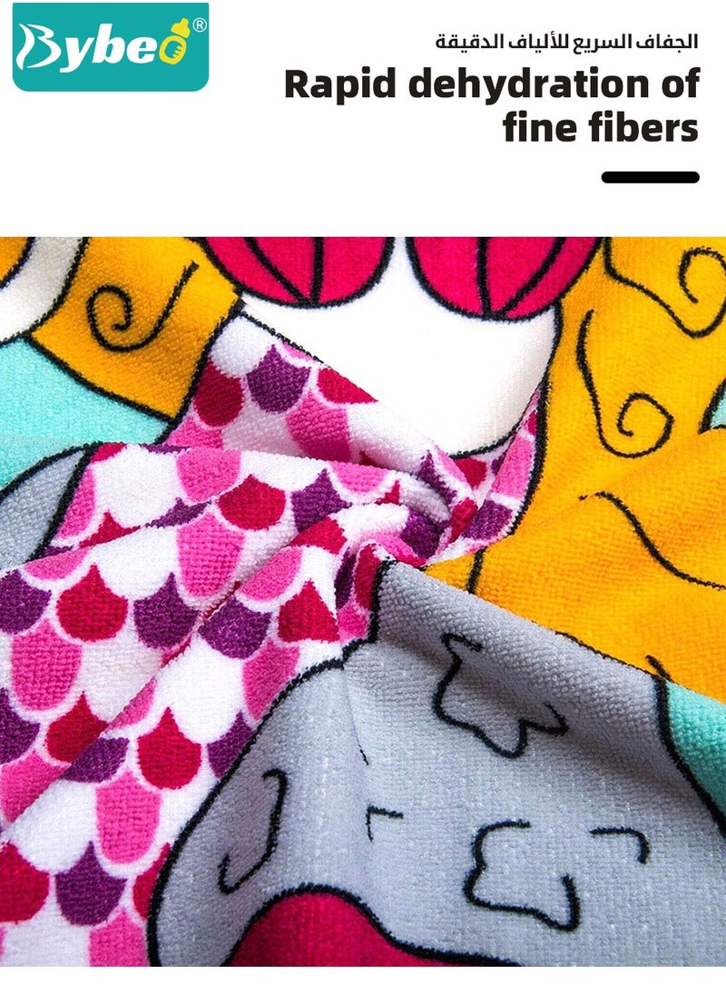 Bybeo Kids Poncho Hooded Towel, Quick Dry Toddler Bath Towels, Beach Swimming Towels, Ultra Soft and Absorbent Children Bathrobe with Hood for Boys Girls Baby  - Image 4