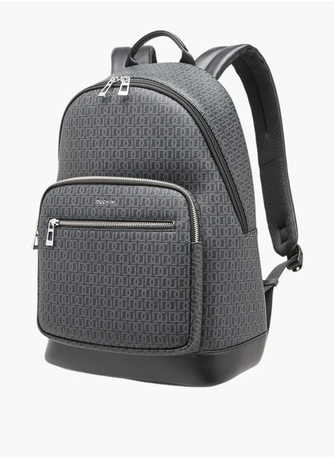 DUCHINI Monogram Print Backpack With Zip Closure And Laptop Compartment - 31X43X17 Cm  - Image 2