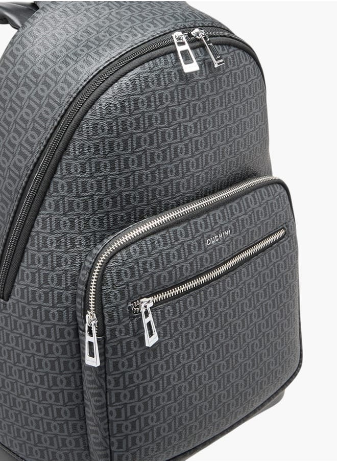 DUCHINI Monogram Print Backpack With Zip Closure And Laptop Compartment - 31X43X17 Cm  - Image 4