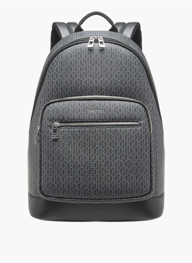 DUCHINI Monogram Print Backpack With Zip Closure And Laptop Compartment - 31X43X17 Cm  - Image 1