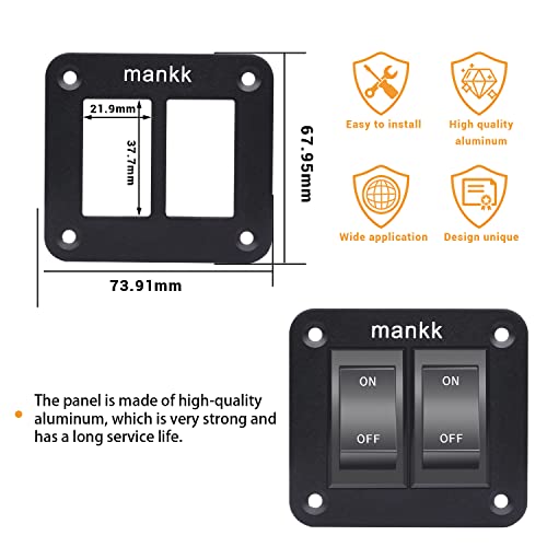 mankk On-Off Switch 12V 20A 4 Pins DPST Rocker Switch Panel RV Light Switch for RV Trailers Camper Boats KCD2-7-201-B2-DZ - Image 4