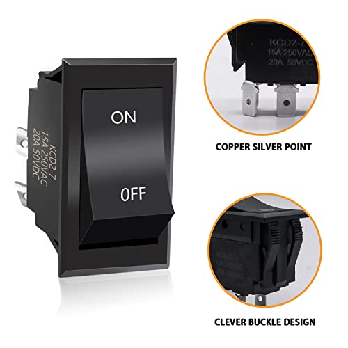 mankk On-Off Switch 12V 20A 4 Pins DPST Rocker Switch Panel RV Light Switch for RV Trailers Camper Boats KCD2-7-201-B2-DZ - Image 5