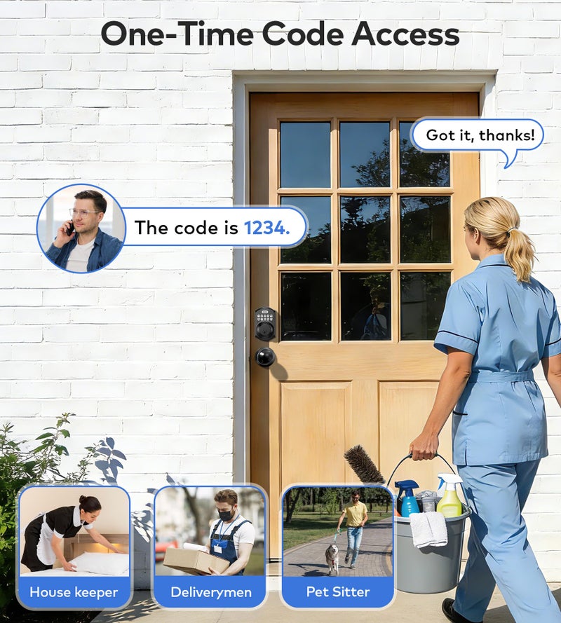 TEEHO TE001K Keyless Entry Door Lock with Handle, Electronic Keypad Deadbolt with 2 Knobs, High-Security Front Door Handle Set for Home & Rental, Smart Auto-Locking, Easy Install, Matte Black - Image 3