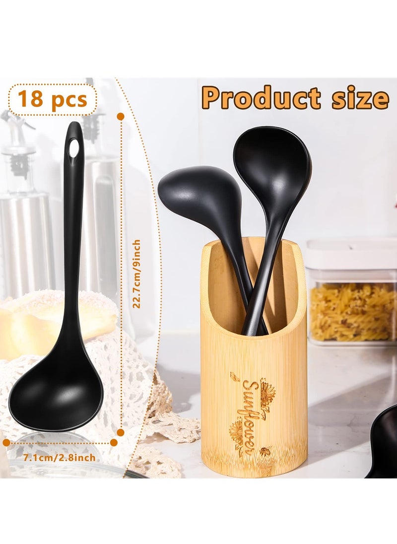 SYOSI - Serving Tablespoons, 18 Pcs Large Plastic Serving Spoons, Disposable Serving Spoons, Heavy Duty Serving Utensils Set, Reusable Spoons for Party Catering Buffet Dinner Soup, BPA Free, Black - Image 1