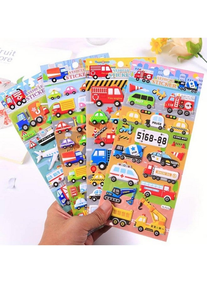 SUPER TOY 3D Puffy Stickers for Kids & Toddlers 4 Strap of 240+ Cars and Trucks Stickers, 3D Stickers Cars, Trains, Airplanes, Trucks Scrap Book Decoration for Boys & Girls (Vehicle Sticker) - Image 1