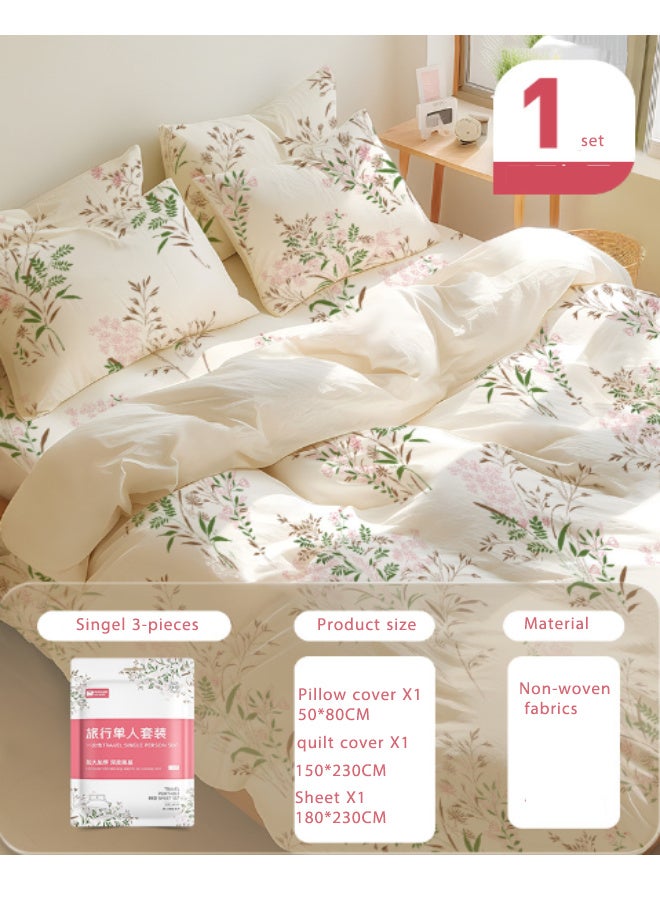 سوبر زي يوث طقم ملاءات سرير للسفر للاستخدام مرة واحدة، مكون من 3 قطع، طقم ملاءات محمولة للاستخدام مرة واحدة وغطاء وسادة للاستخدام مرة واحدة، طقم فراش مريح - Image 4