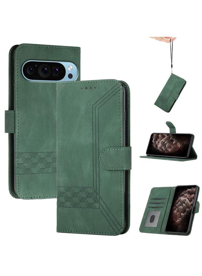 S-TOP Case For Google Pixel 9 Pro Cubic Skin Feel Flip Leather Phone Case - Image 1