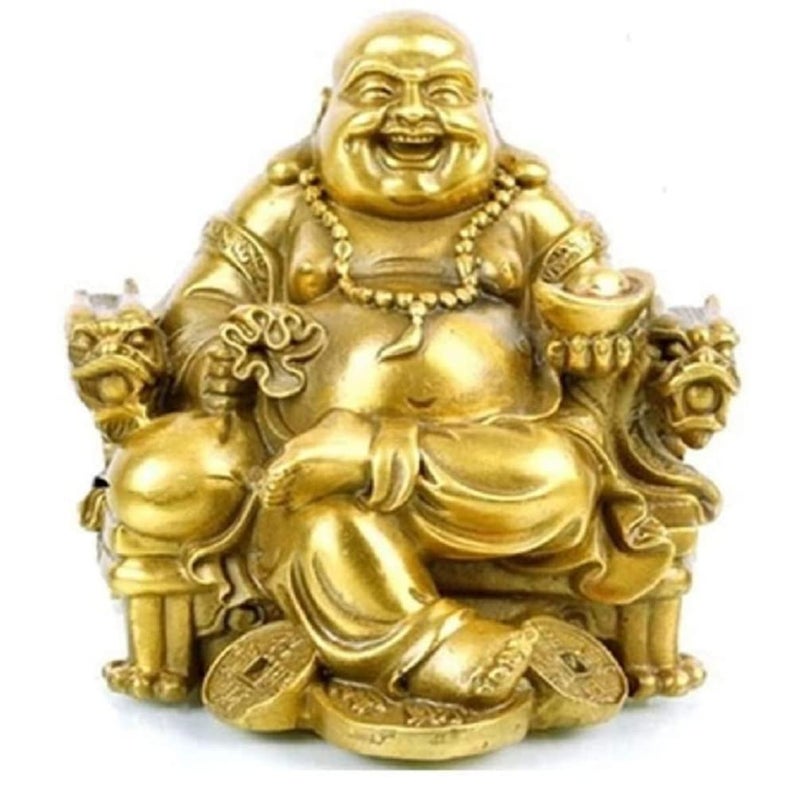 WEALTHCOMING WEALTHCOMING Fengshui Decor Laughing Buddha Statue for Lucky  Happiness God of Wealth StatueBrass Buddhist Statues and Sculptures Home Decor Congratulatory Gifts XLarge 