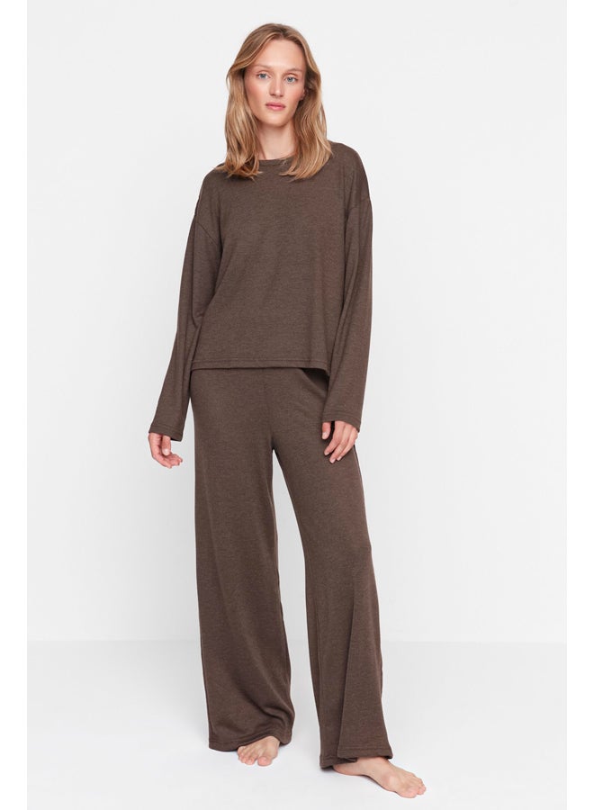 trendyol Pajama Set - Brown - Solid Color  - Image 1