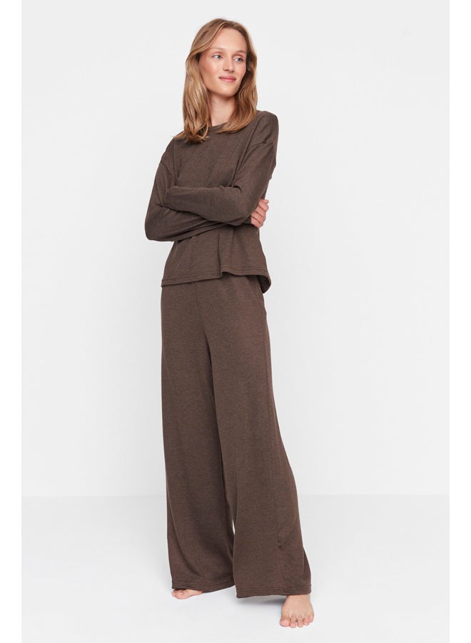 trendyol Pajama Set - Brown - Solid Color  - Image 2