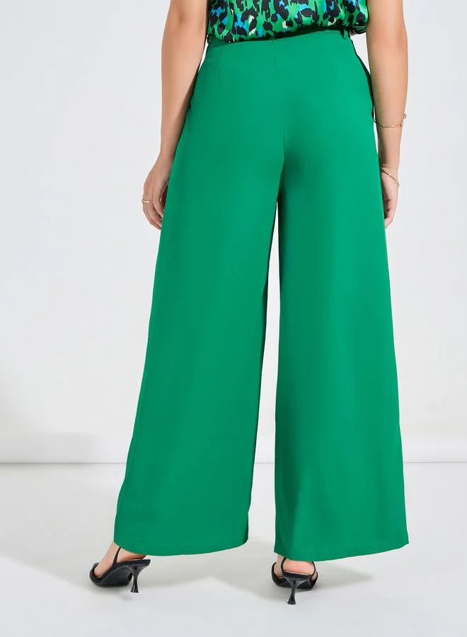 Take Two Solid Wide Leg Pants by Styli