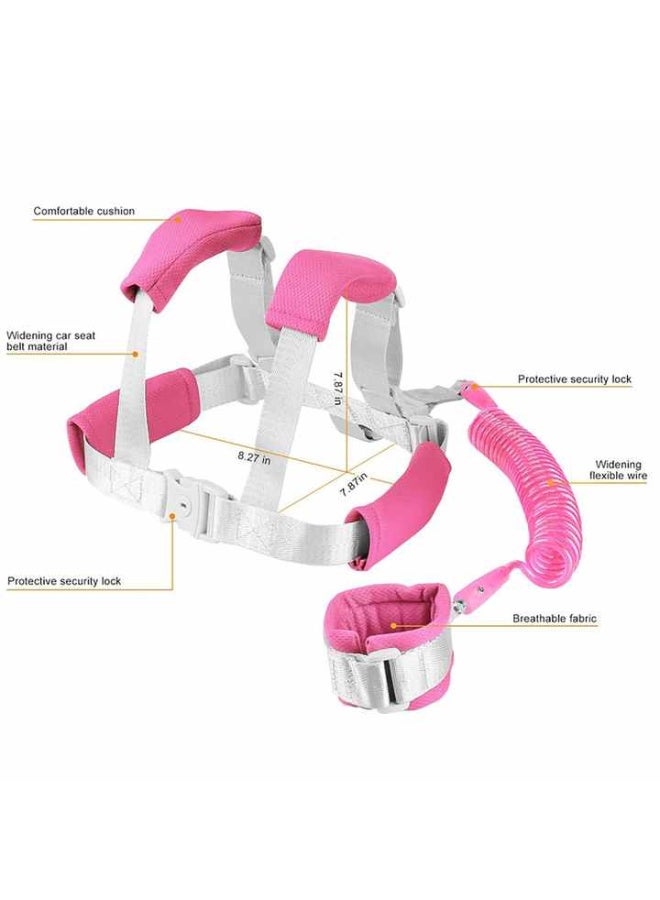 Unisex Toddler Anti-Lost Safety Harness with Wrist Leash | 12-60 Months | Pink | Polyester & Breathable Mesh | Adjustable Straps | Reflective Strips | Secure Buckle | Easy To Use - Image 2