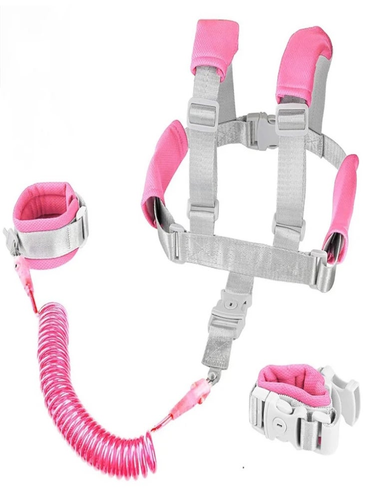 Unisex Toddler Anti-Lost Safety Harness with Wrist Leash | 12-60 Months | Pink | Polyester & Breathable Mesh | Adjustable Straps | Reflective Strips | Secure Buckle | Easy To Use - Image 1