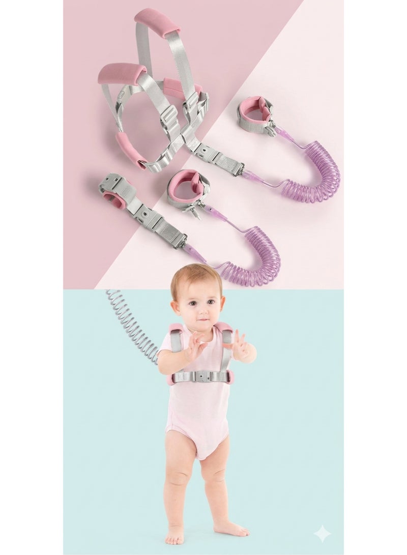 Unisex Toddler Anti-Lost Safety Harness with Wrist Leash | 12-60 Months | Pink | Polyester & Breathable Mesh | Adjustable Straps | Reflective Strips | Secure Buckle | Easy To Use - Image 3