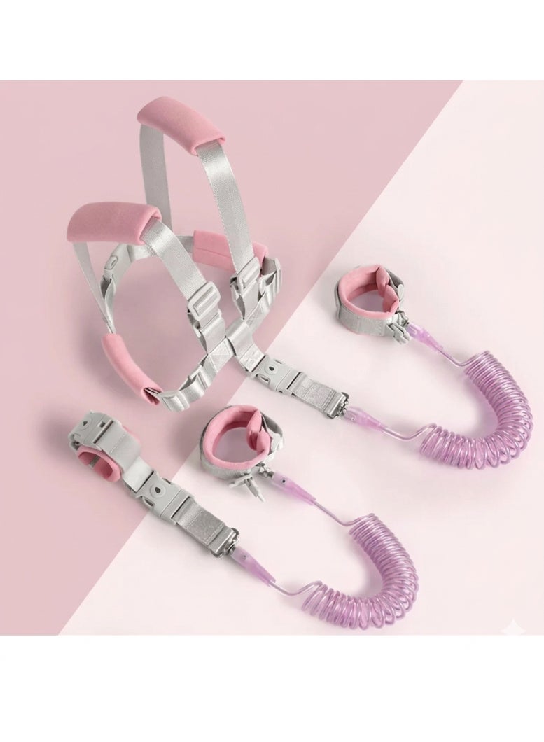 Unisex Toddler Anti-Lost Safety Harness with Wrist Leash | 12-60 Months | Pink | Polyester & Breathable Mesh | Adjustable Straps | Reflective Strips | Secure Buckle | Easy To Use - Image 4
