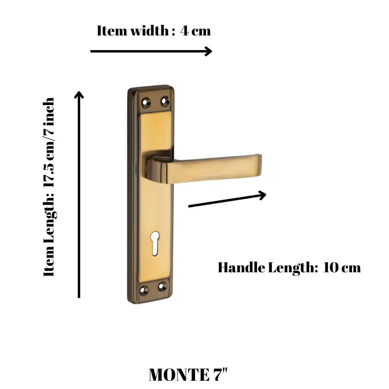 SARDAR Monte Black/Gold 7 Inch Metal Iron Handle Set|2 Keys | 6 Lever Single Turn Lock Set| Handle Set For Door, Bathroom, Bedroom, Living Room - Image 3