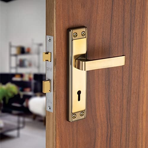 SARDAR Monte Black/Gold 7 Inch Metal Iron Handle Set|2 Keys | 6 Lever Single Turn Lock Set| Handle Set For Door, Bathroom, Bedroom, Living Room - Image 1