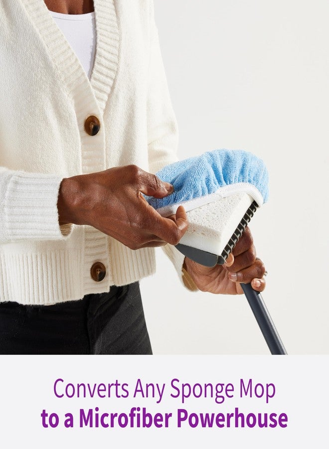 Rejuvenate Microfiber Bonnet Applicator, Fits Any Sponge Mop Head Up to 9", Washable and Reusable Microfiber Mop Pad, 1 Pack - Blue - Image 3