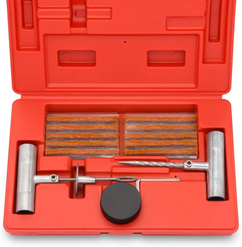 TOOLUXE 50002L -35 Piece Tire Repair Universal Heavy Duty Tire Repair Kit with Plugs, Fix A Flat Tire Repair Kit, Ideal for Tires on Cars, Trucks, Motorcycles, ATV Roadside Emergency, Tire Plug Kit - Image 1