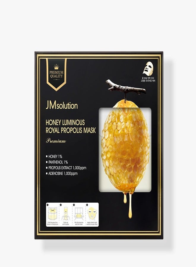 JMsolution Honey Royal Propolis Mask - 5EA Premium Set | Patented Ingredients | Infused with 5 Honey Extracts for Ultimate Nourishment and Firming | Korean Skin Care | Double S Relaxing Complex - Image 1
