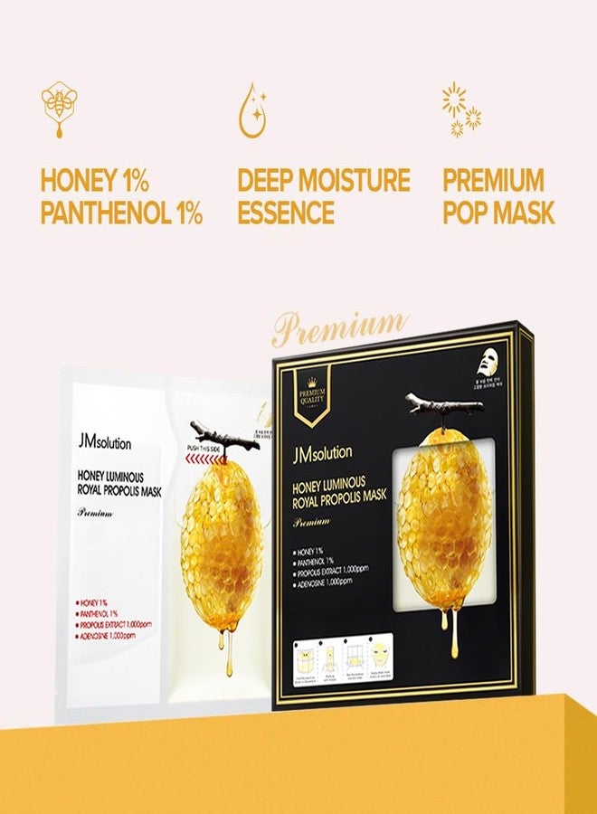 JMsolution Honey Royal Propolis Mask - 5EA Premium Set | Patented Ingredients | Infused with 5 Honey Extracts for Ultimate Nourishment and Firming | Korean Skin Care | Double S Relaxing Complex - Image 3