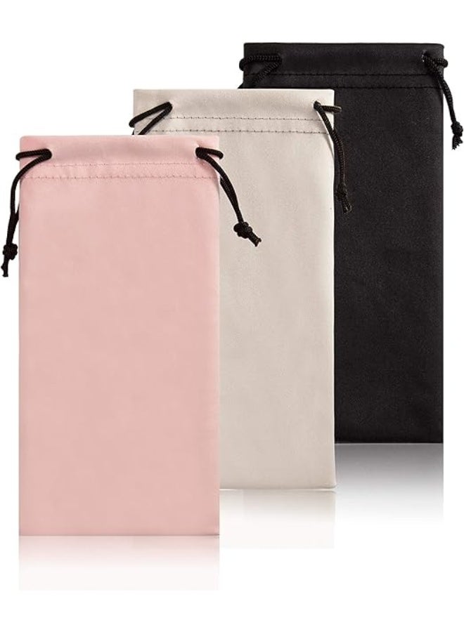 Soft Eyeglass Pouch 3 Pack - Pouch for glasses Microfiber Screen Cleaning Bag - Image 1