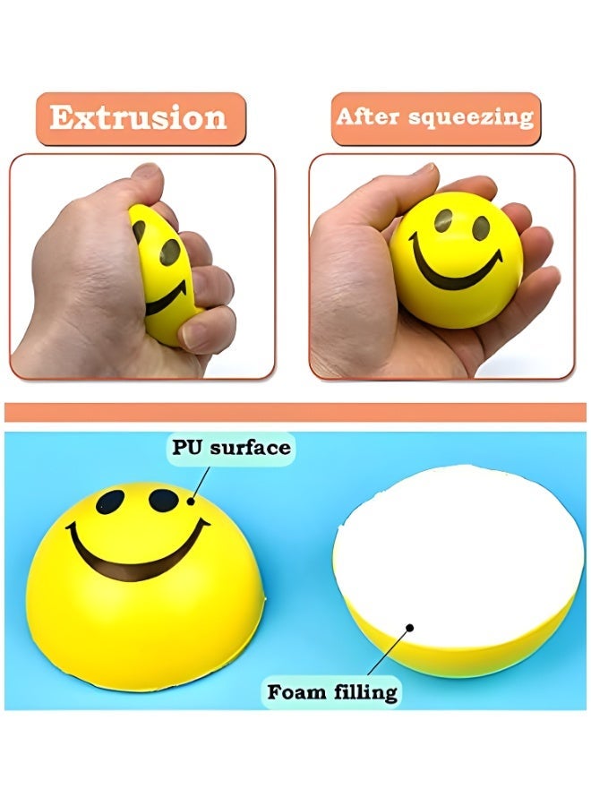 DAT Anti Stress Smiley Squeeze Balls 3 Pack Yellow PU Foam Hand Exercise Balls for Anxiety Relief & Finger Grip Training - Image 4