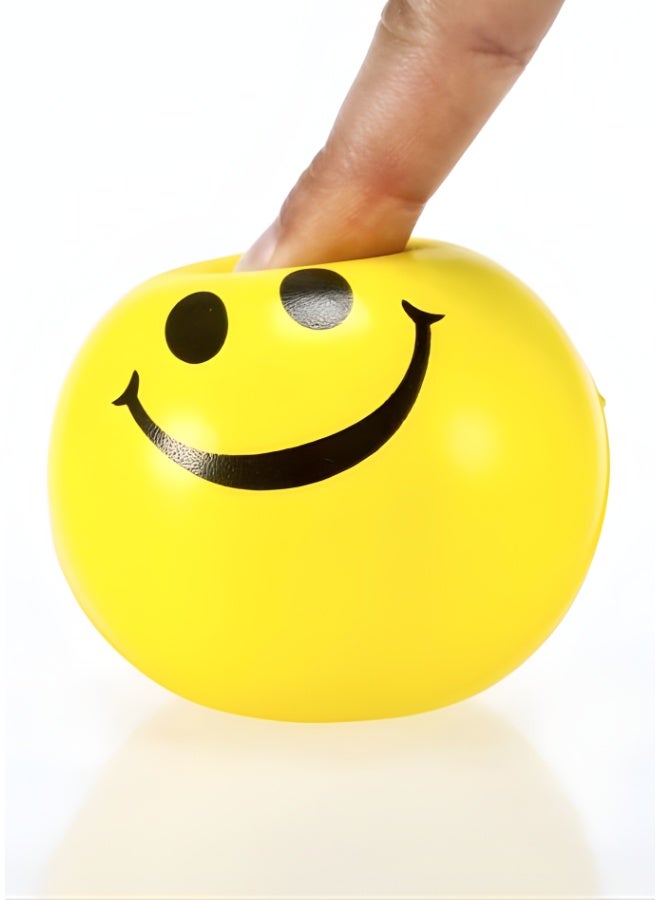 DAT Anti Stress Smiley Squeeze Balls 3 Pack Yellow PU Foam Hand Exercise Balls for Anxiety Relief & Finger Grip Training - Image 3