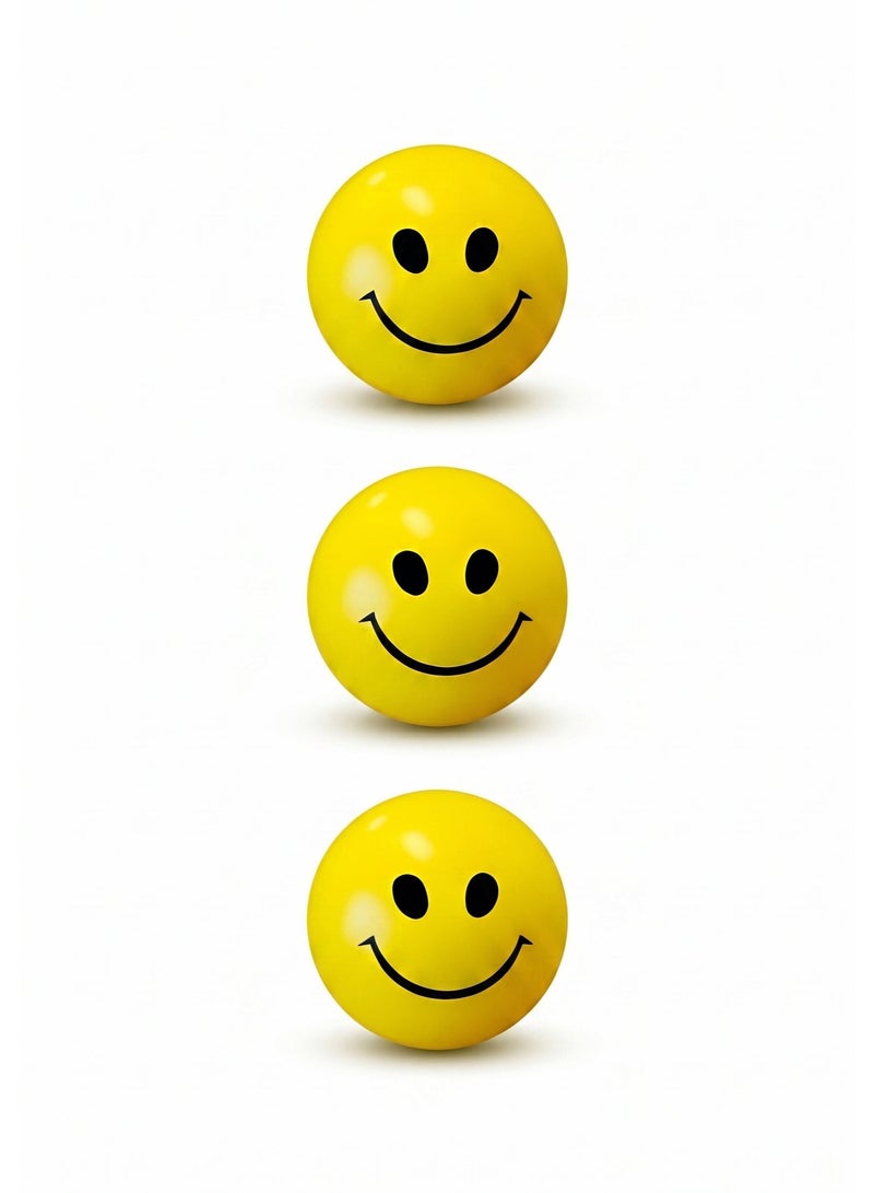 DAT Anti Stress Smiley Squeeze Balls 3 Pack Yellow PU Foam Hand Exercise Balls for Anxiety Relief & Finger Grip Training - Image 2