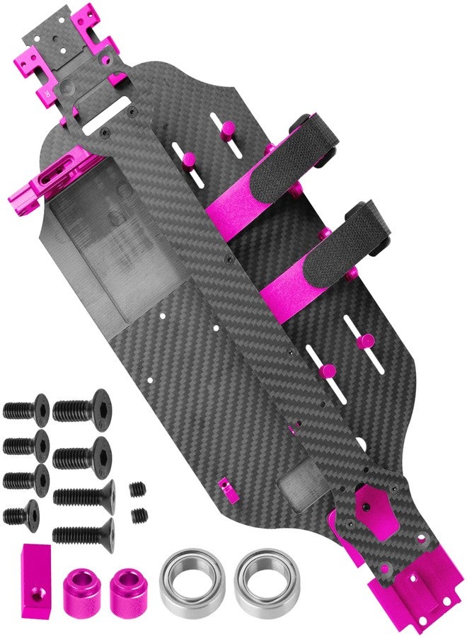 RCarmubWow RC Carbon Fibre Chassis Armor Skid Plate Protecter Guard Upgrades Part for 1/10 Slash 4X4 4WD VXL,Front Center Rear Chassis Guard Plate,Pink - Image 1