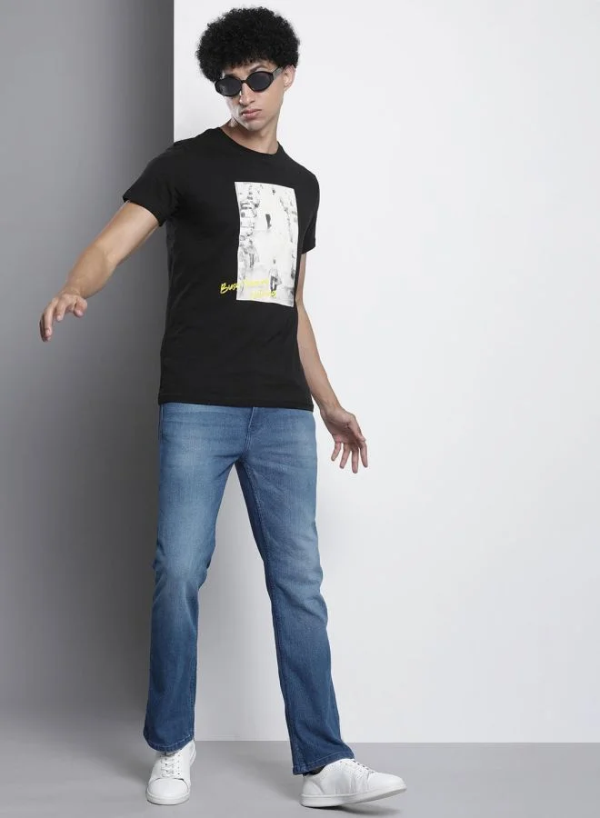 ذا انديان كراج كو Men Bootcut Solid Mid-Rise Stretchable Jeans