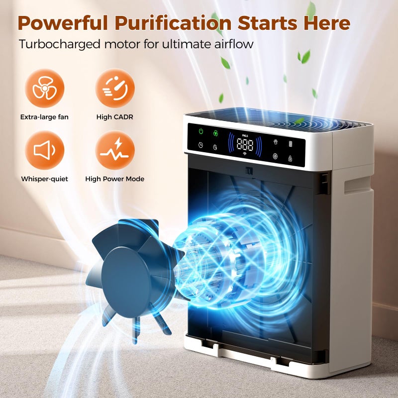Prasky Air Purifiers for Home Large Room up to 3000sq.ft, PRASKY HEPA Air Purifier & with Activated Carbon for Office, Bedroom, Dorm Room, Kitchen - Image 5