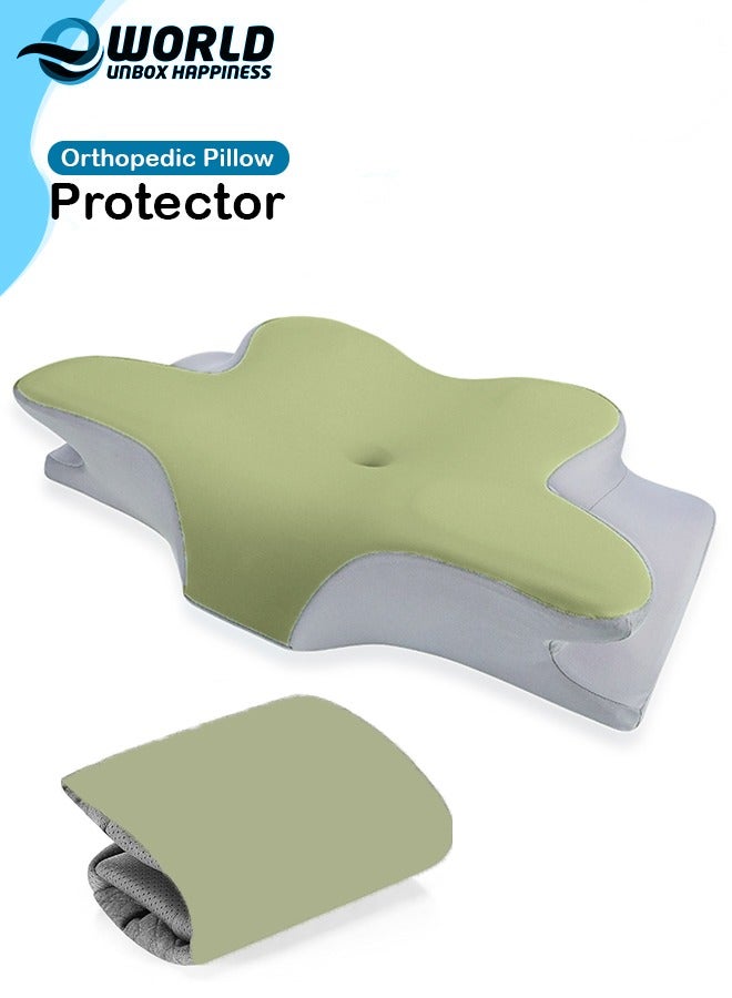 إي وورلد غطاء وسادة بسحاب مريح وقابل للتنفس للوسادة العنقية على شكل فراشة، بتصميم مريح وسهل التنظيف والإزالة، مناسب تمامًا للوسائد بحجم 62 × 41 × 13 سم. - Image 1