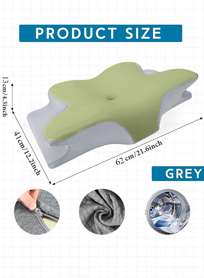 إي وورلد غطاء وسادة بسحاب مريح وقابل للتنفس للوسادة العنقية على شكل فراشة، بتصميم مريح وسهل التنظيف والإزالة، مناسب تمامًا للوسائد بحجم 62 × 41 × 13 سم. - Image 2