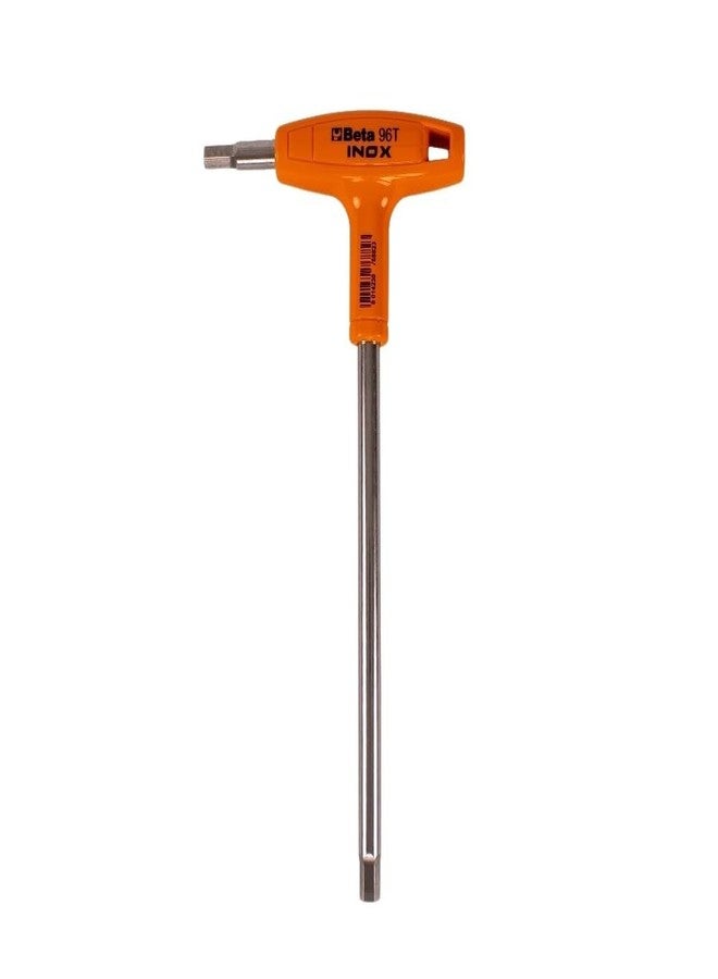 بيتا مفتاح ربط سداسي بيتا 96TINOX من الفولاذ المقاوم للصدأ بمقبض على شكل حرف T متري، 8 مم | مفتاح ربط ألين مريح عالي العزم بطرفين سداسيين | فتحة لمنع السقوط | قوة صناعية | صنع في إيطاليا - Image 2